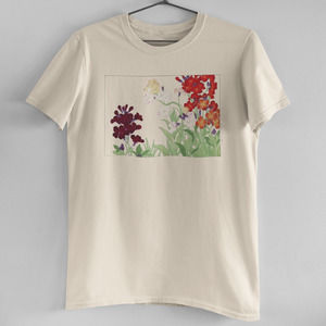 Japanese Burgundy Red Wildflower Tee